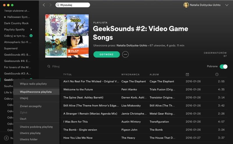 Tworzenie playlisty na Spotify