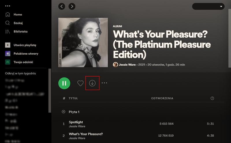 Tryb offline Spotify